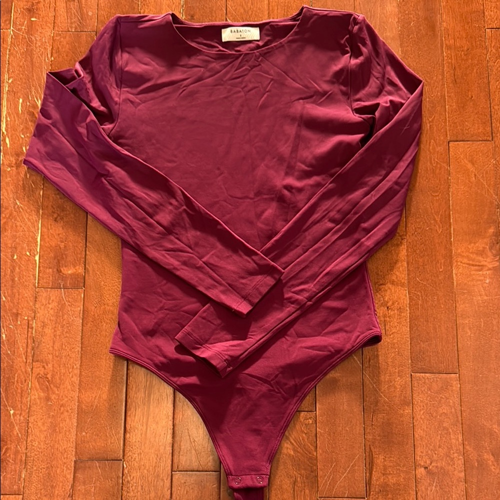 Aritzia Burgundy Long Sleeve Bodysuit